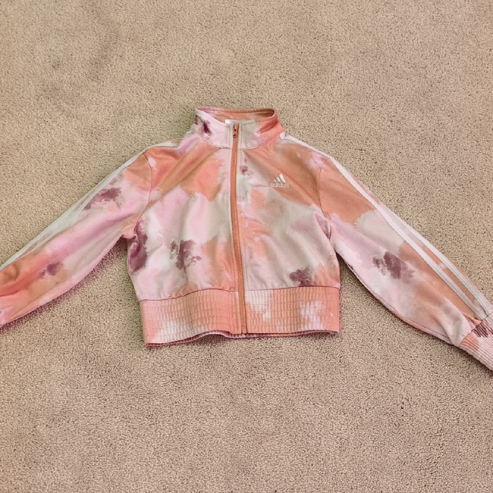 Girls Pink Tie-dye Adidas Lightweight Jacket